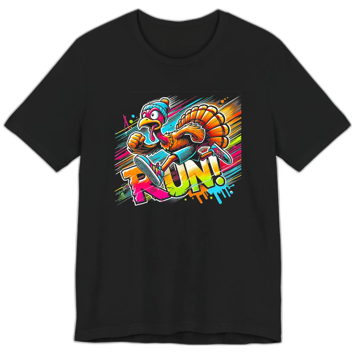 Turkey Trot Running Art Premium T-Shirt in Black
