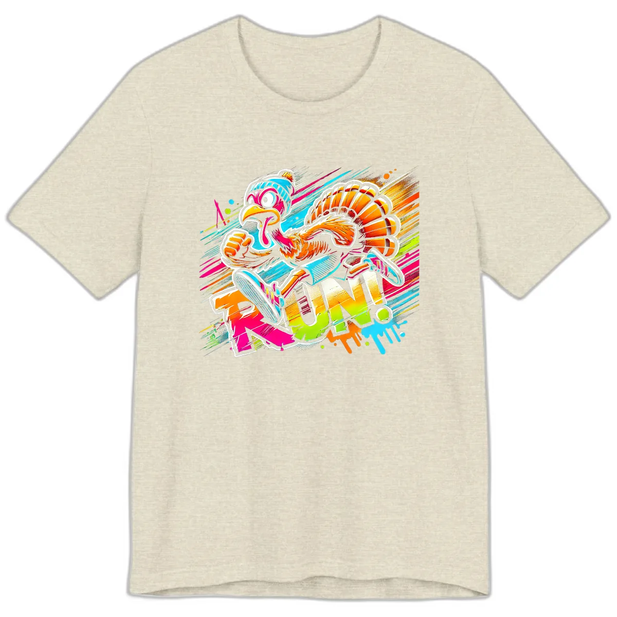 Turkey Trot Running Art Premium T-Shirt in Heather Prism Natural