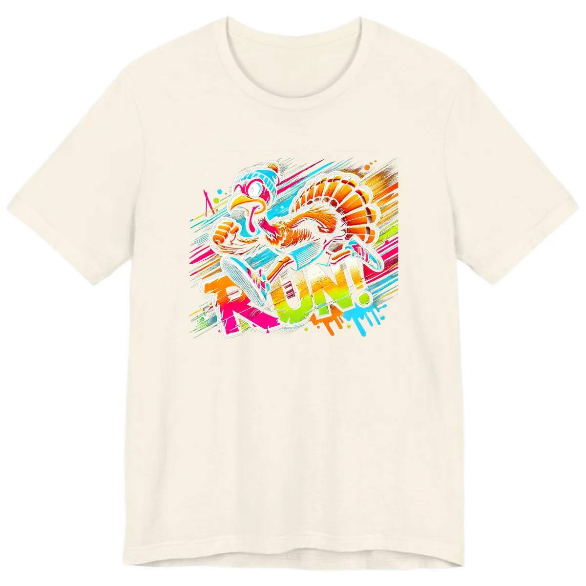 Turkey Trot Running Art Premium T-Shirt in Natural
