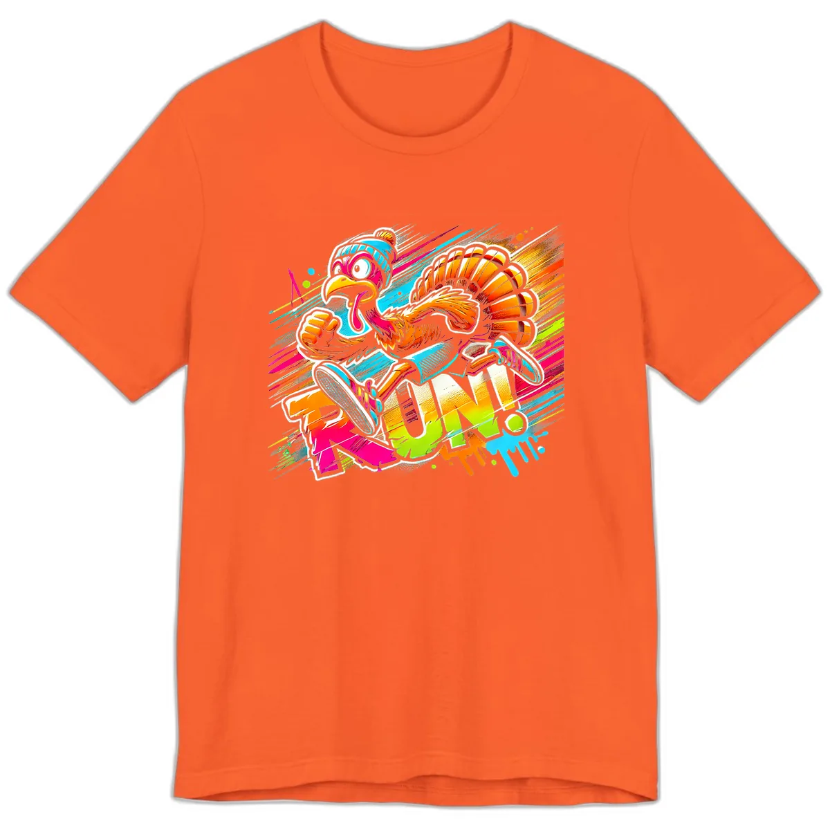Turkey Trot Running Art Premium T-Shirt in Orange