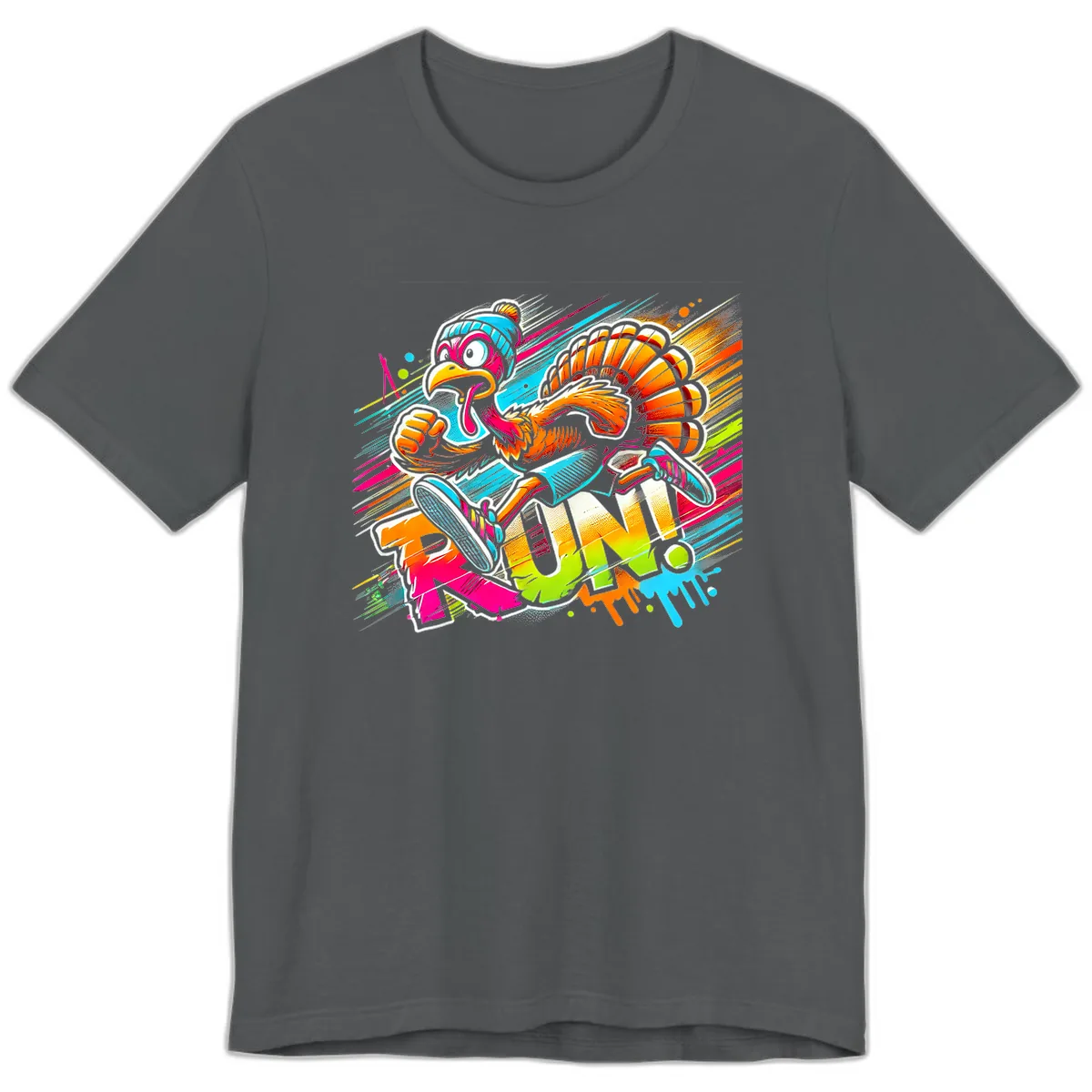 Turkey Trot Running Art Premium T-Shirt in Asphalt