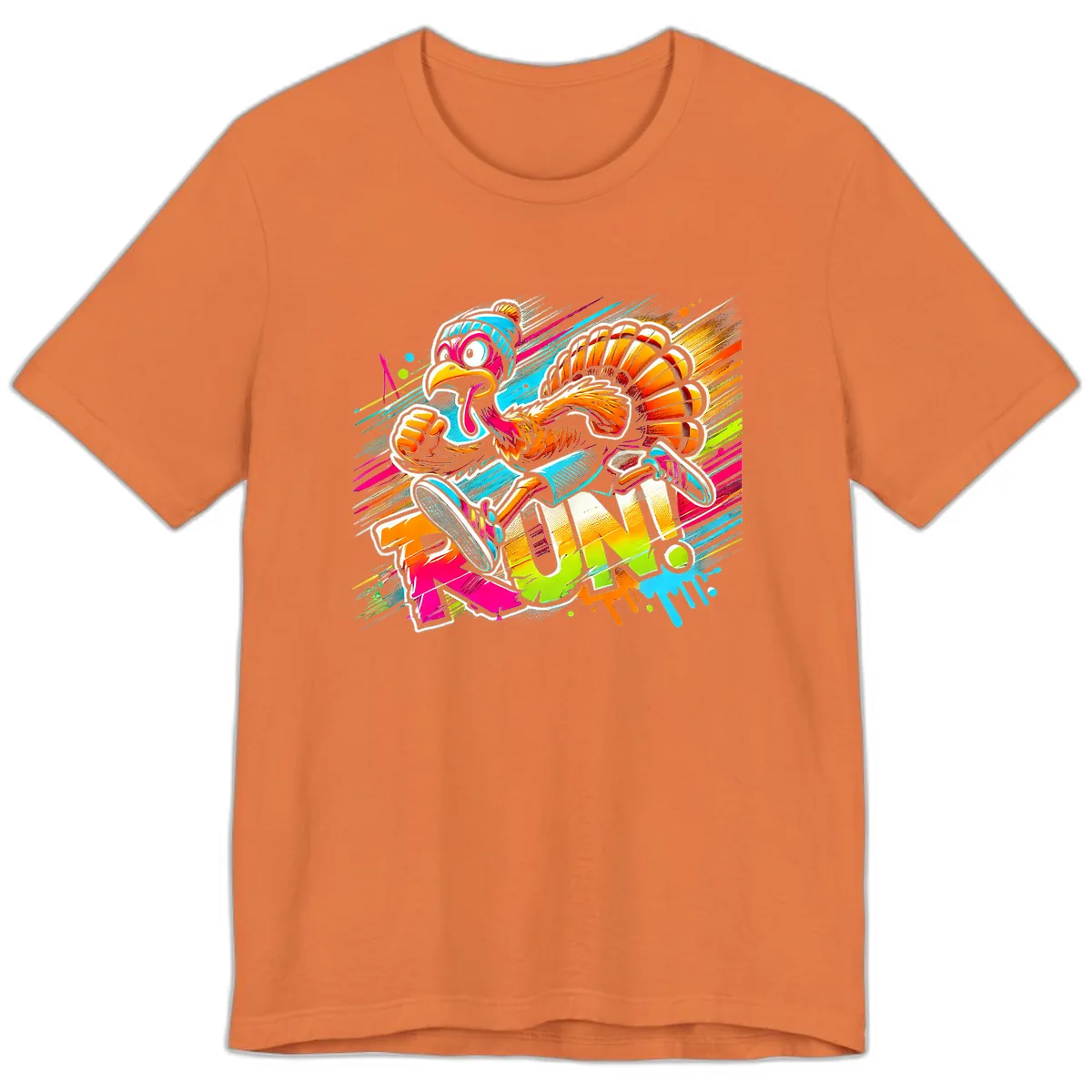 Turkey Trot Running Art Premium T-Shirt in Burnt Orange