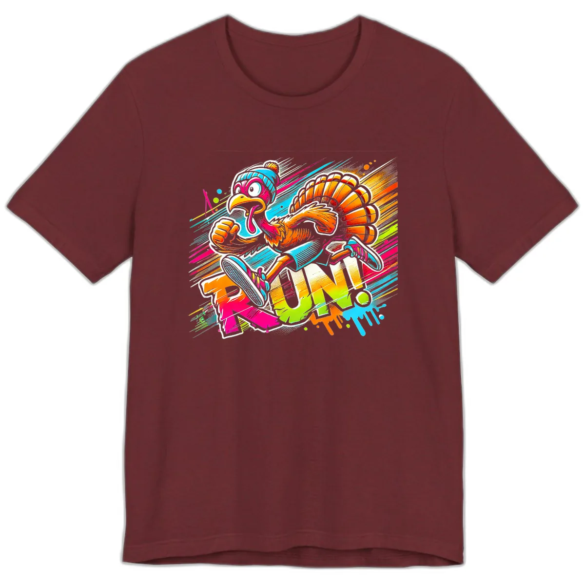 Turkey Trot Running Art Premium T-Shirt in Heather Cardinal