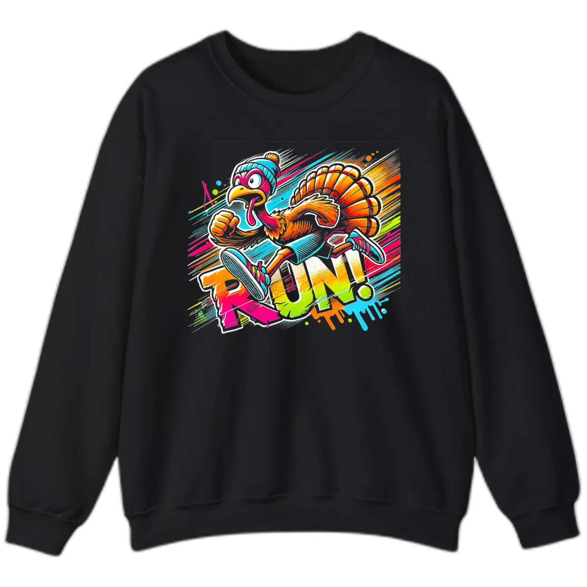 Turkey Trot Running Art Sweatshirt in Black
