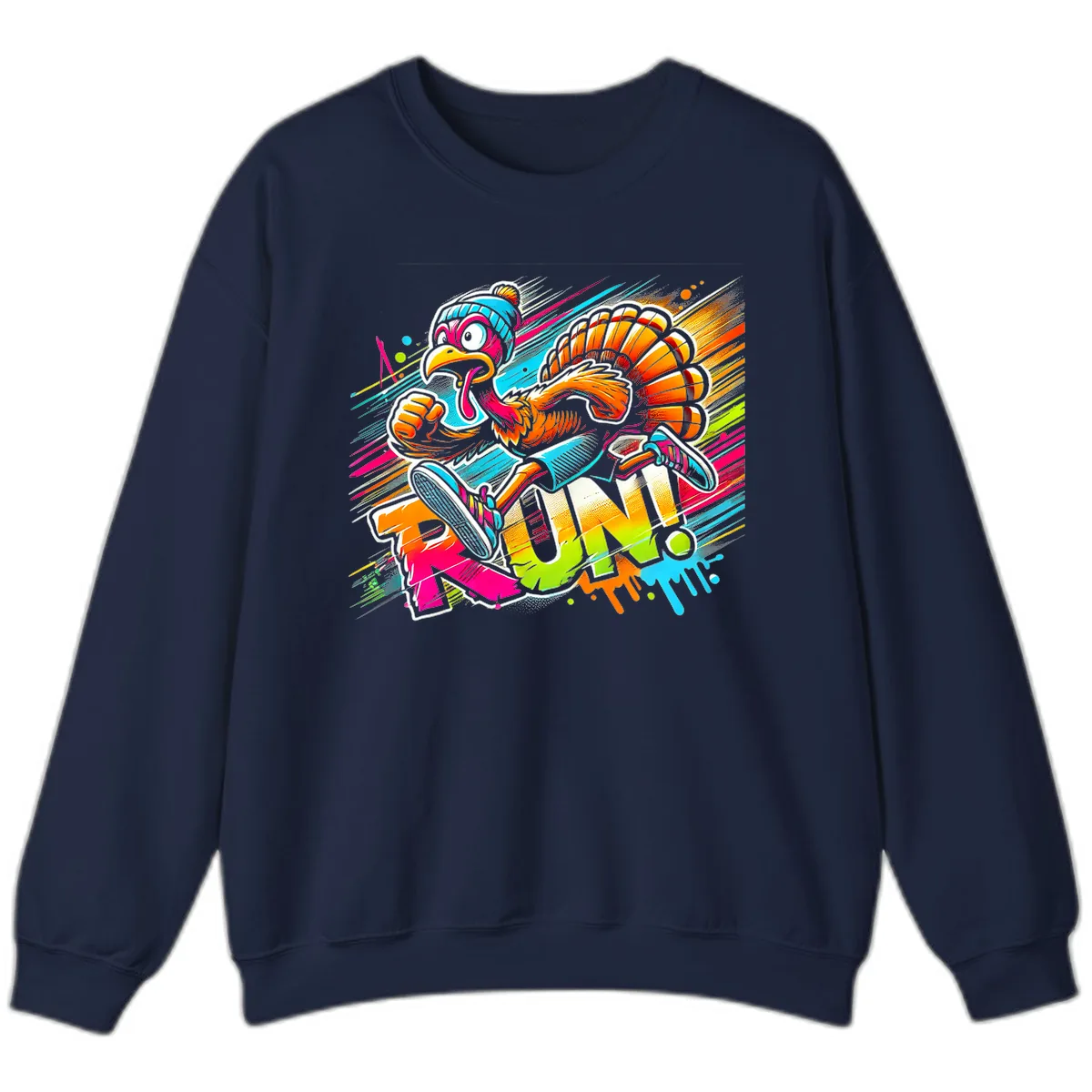 Turkey Trot Running Art Sweatshirt in Navy