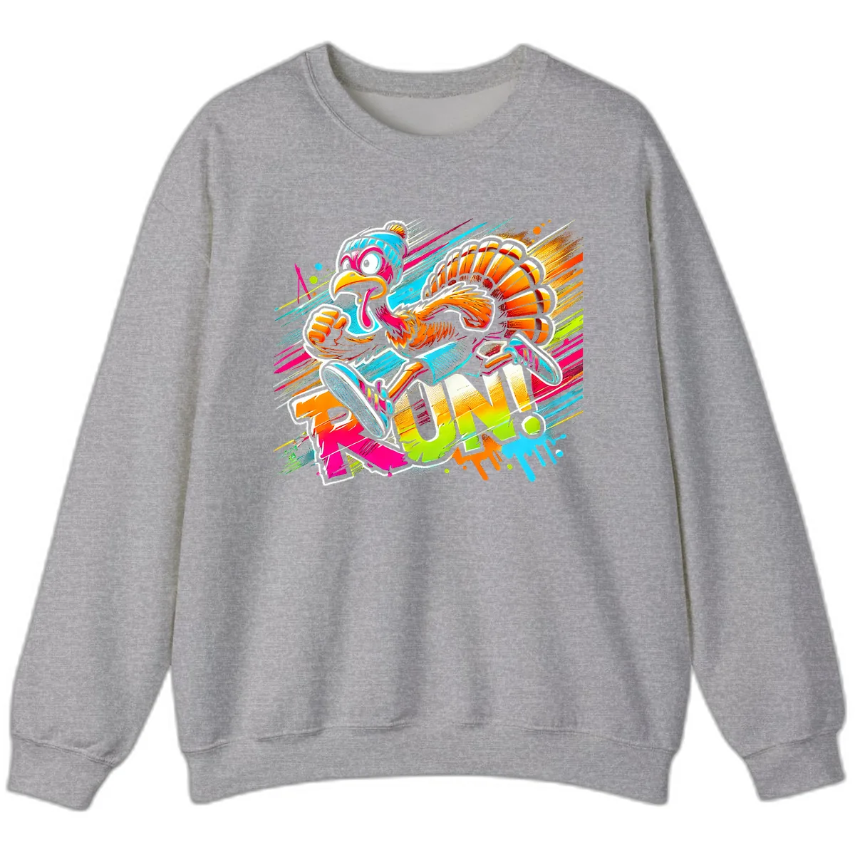 Turkey Trot Running Art Sweatshirt in Sport Grey