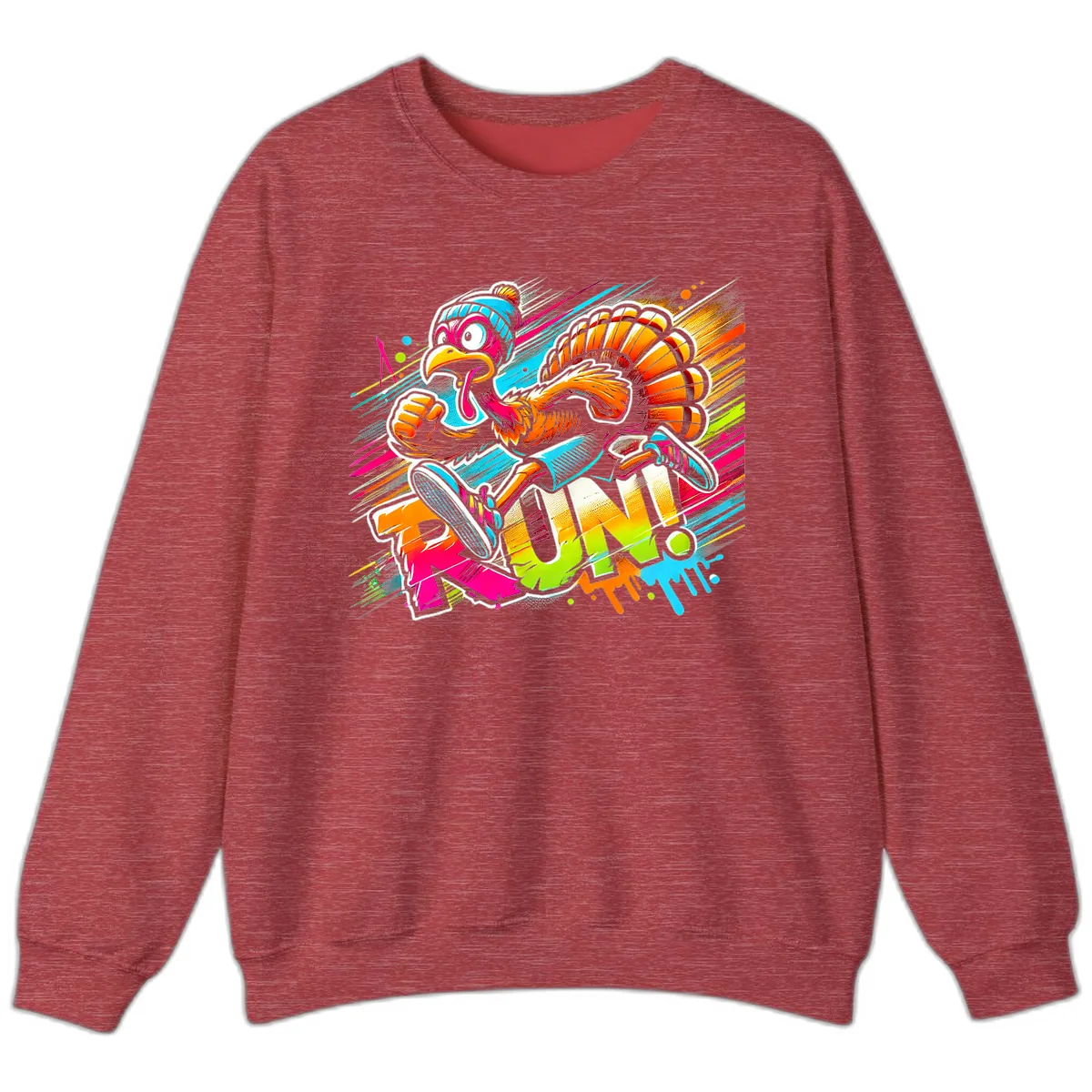 Turkey Trot Running Art Sweatshirt in Heather Scarlet Red