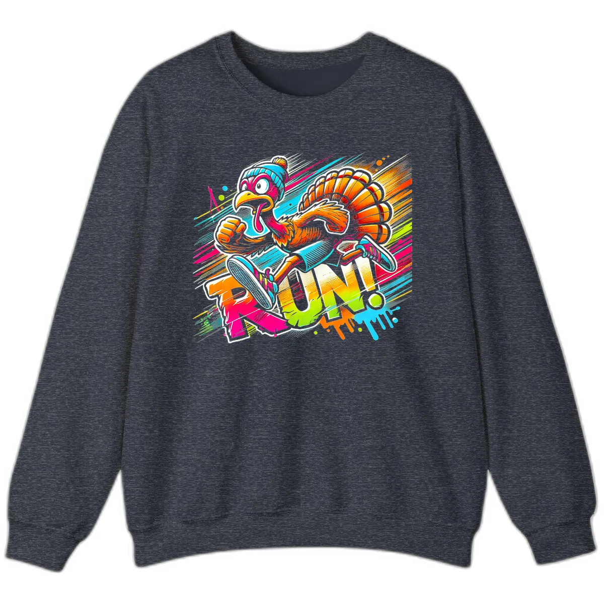 Turkey Trot Running Art Sweatshirt in Heather Sport Dark Navy