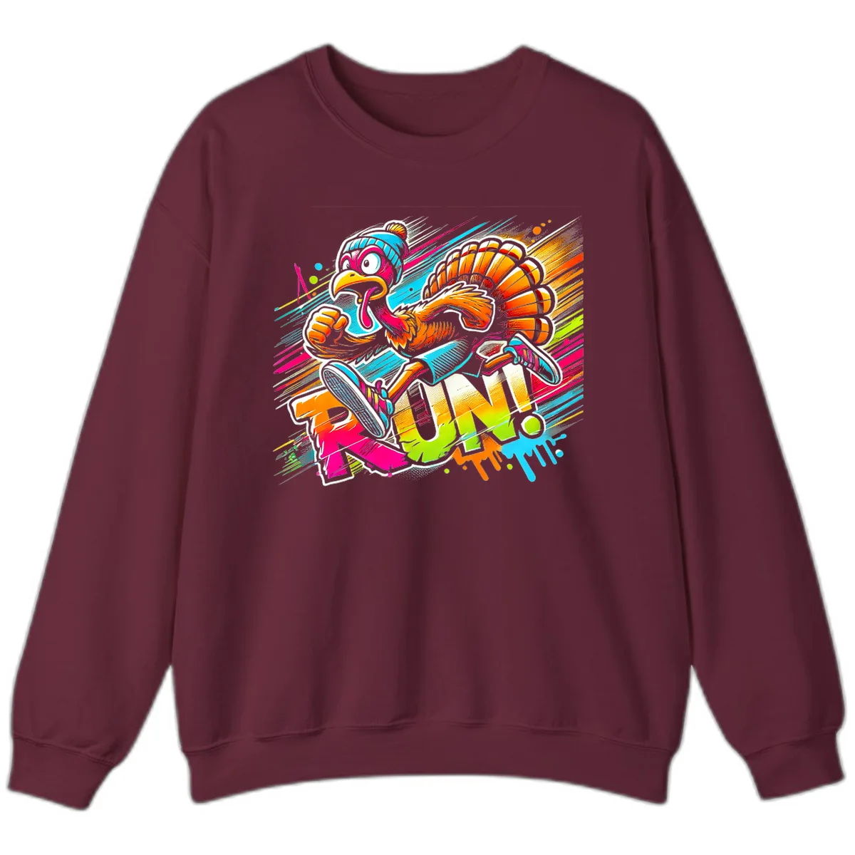Turkey Trot Running Art Sweatshirt in Maroon