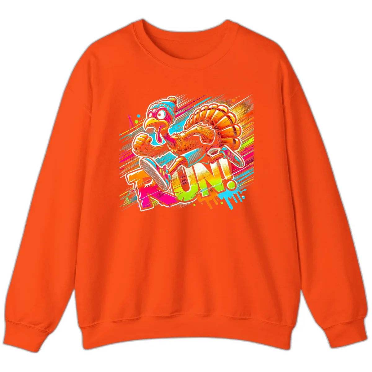 Turkey Trot Running Art Sweatshirt in Orange