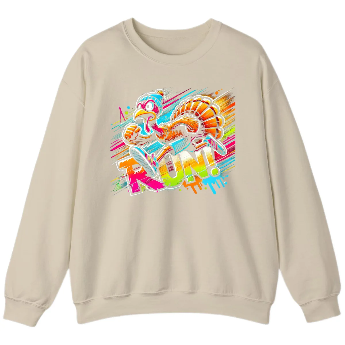 Turkey Trot Running Art Sweatshirt in Sand