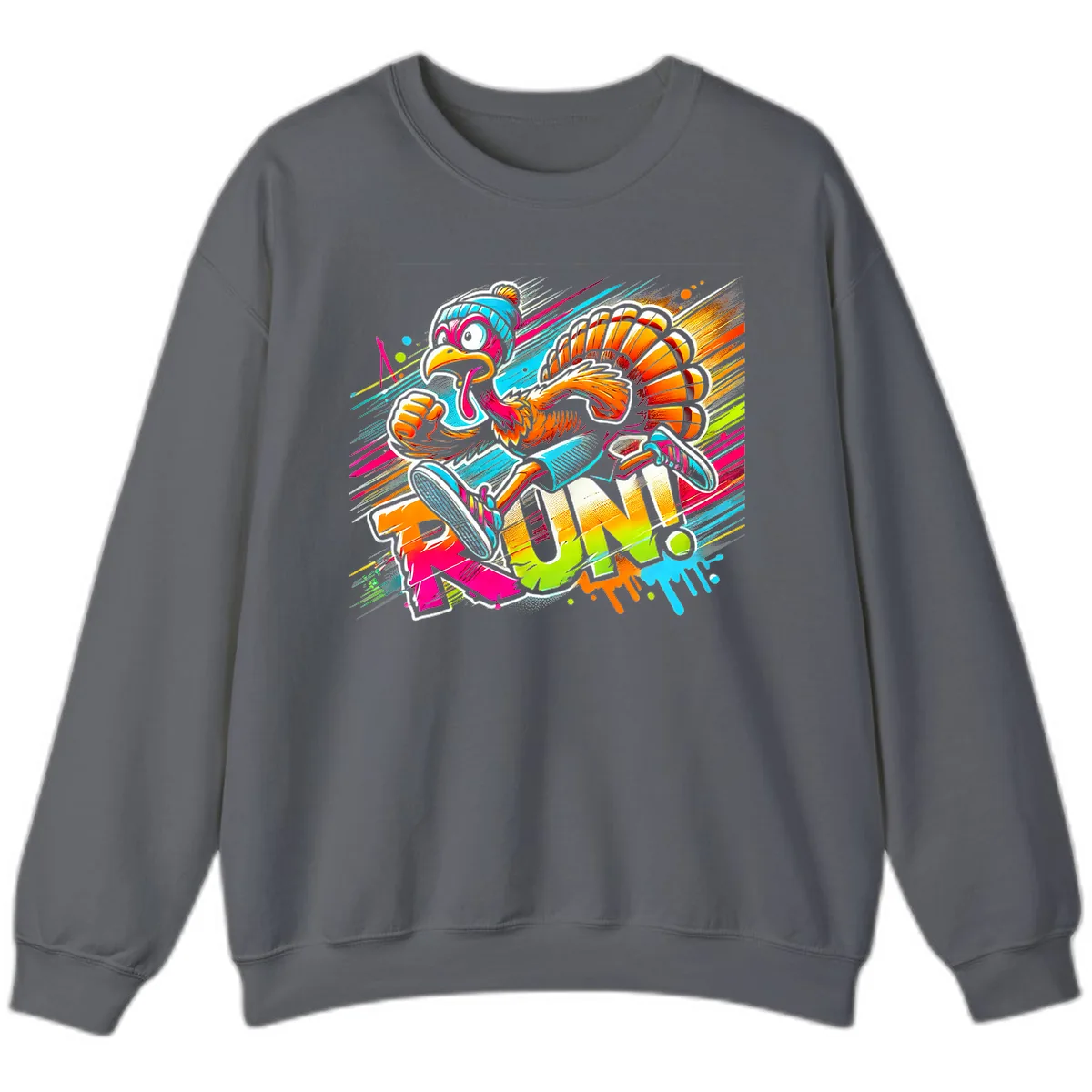 Turkey Trot Running Art Sweatshirt in Charcoal