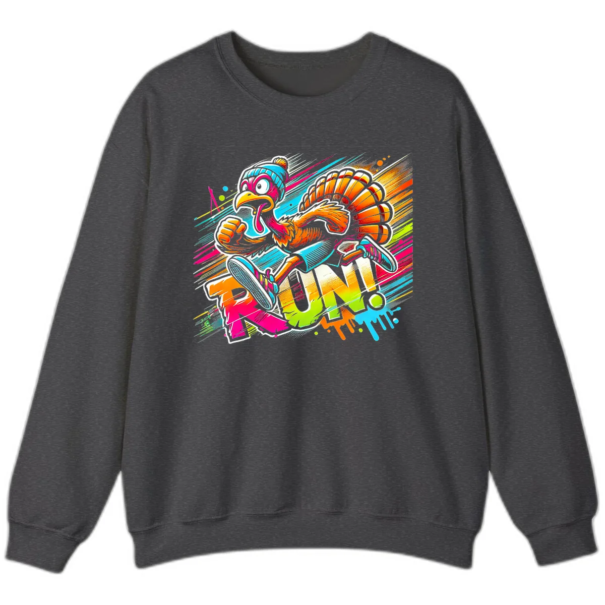 Turkey Trot Running Art Sweatshirt in Dark Heather