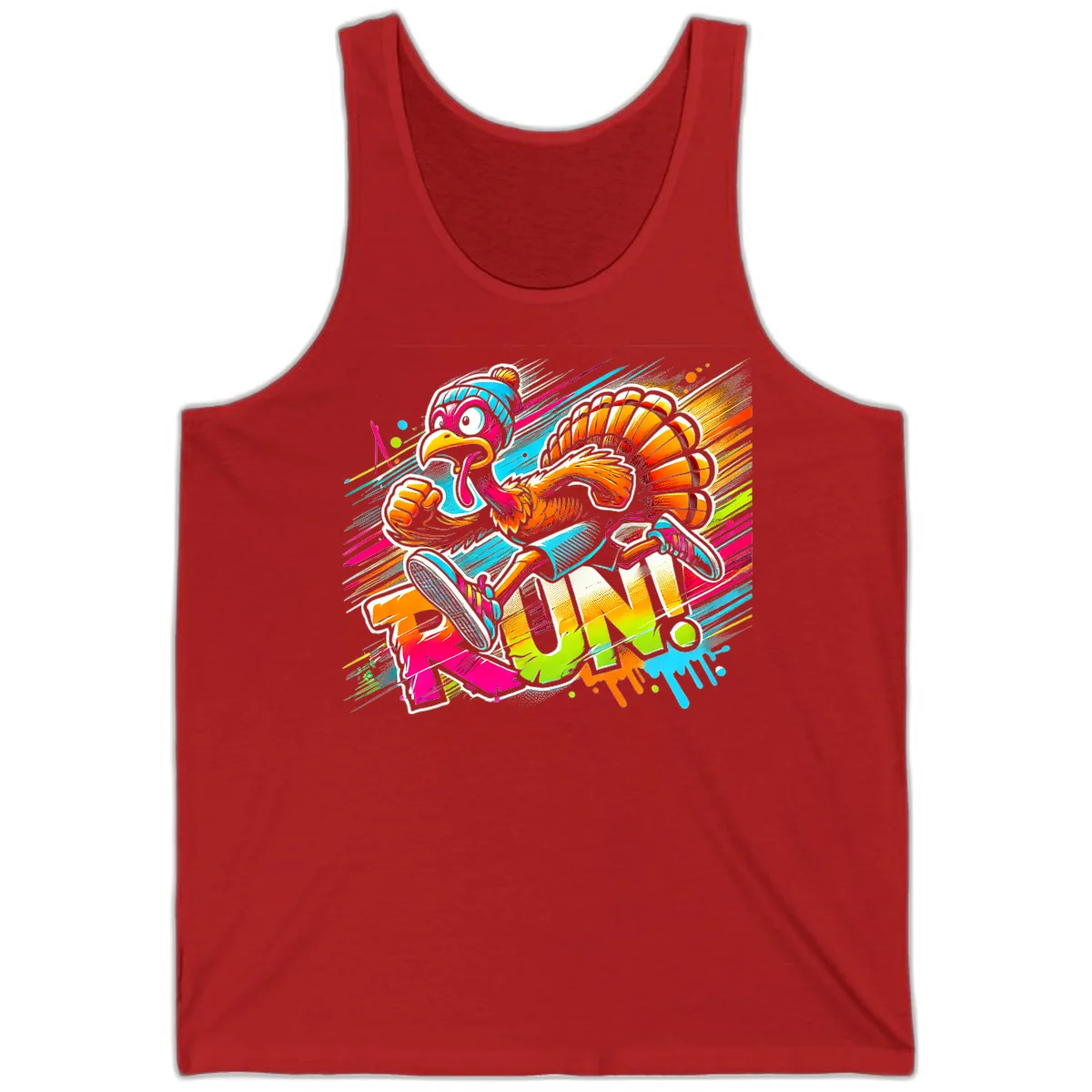 Turkey Trot Running Art Tank in Red