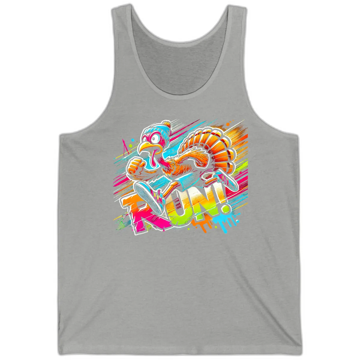 Turkey Trot Running Art Tank in Athletic Heather