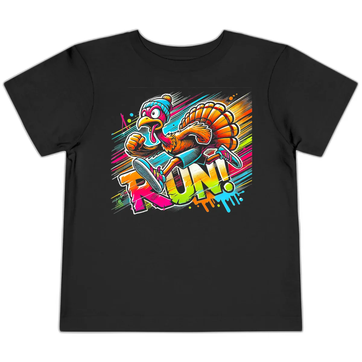 Turkey Trot Running Art Toddler T-Shirt in Black