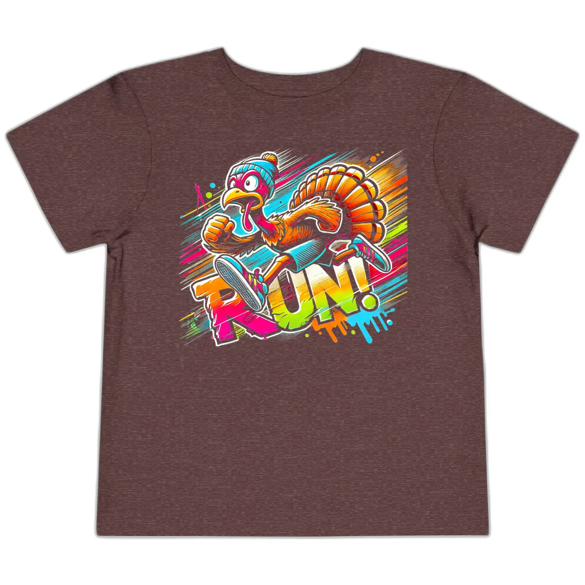 Turkey Trot Running Art Toddler T-Shirt in Heather Maroon