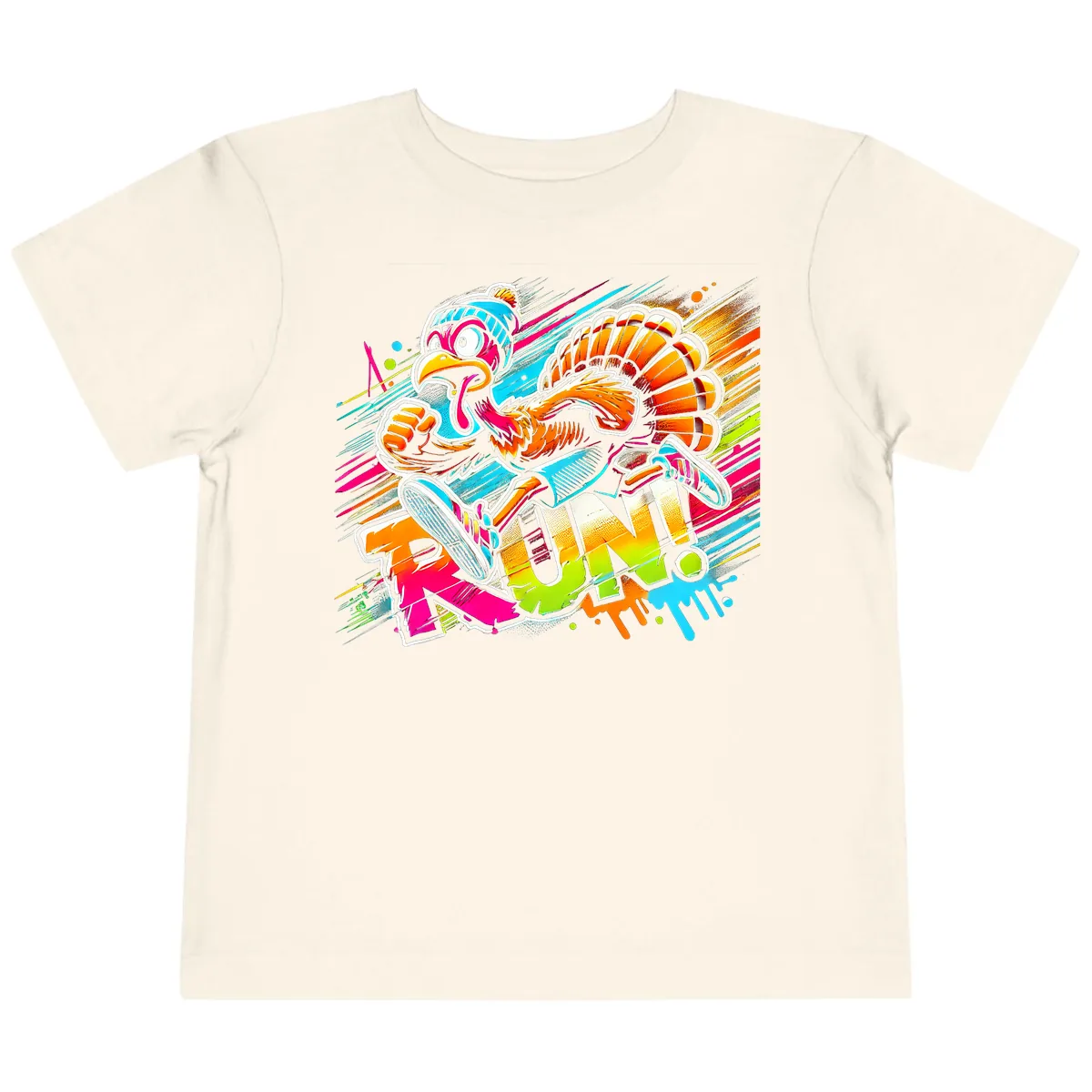 Turkey Trot Running Art Toddler T-Shirt in Natural
