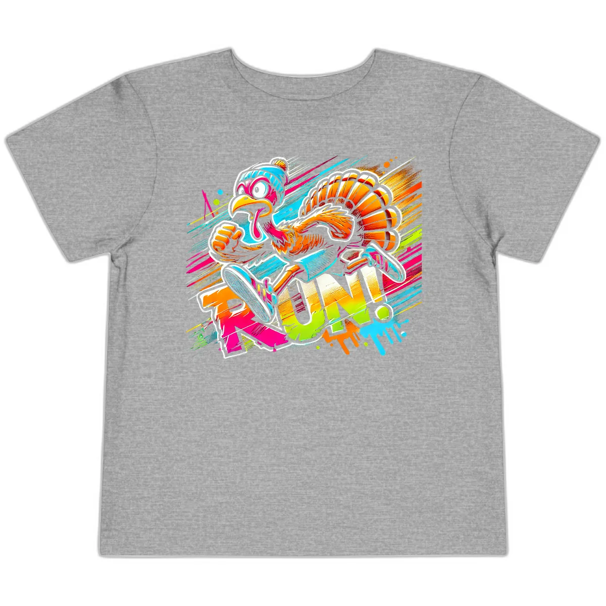 Turkey Trot Running Art Toddler T-Shirt in Athletic Heather