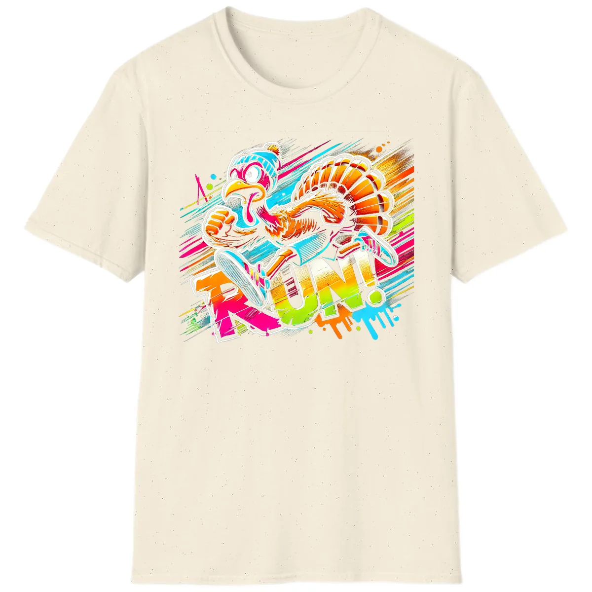 Turkey Trot Running Art T-Shirt in Natural