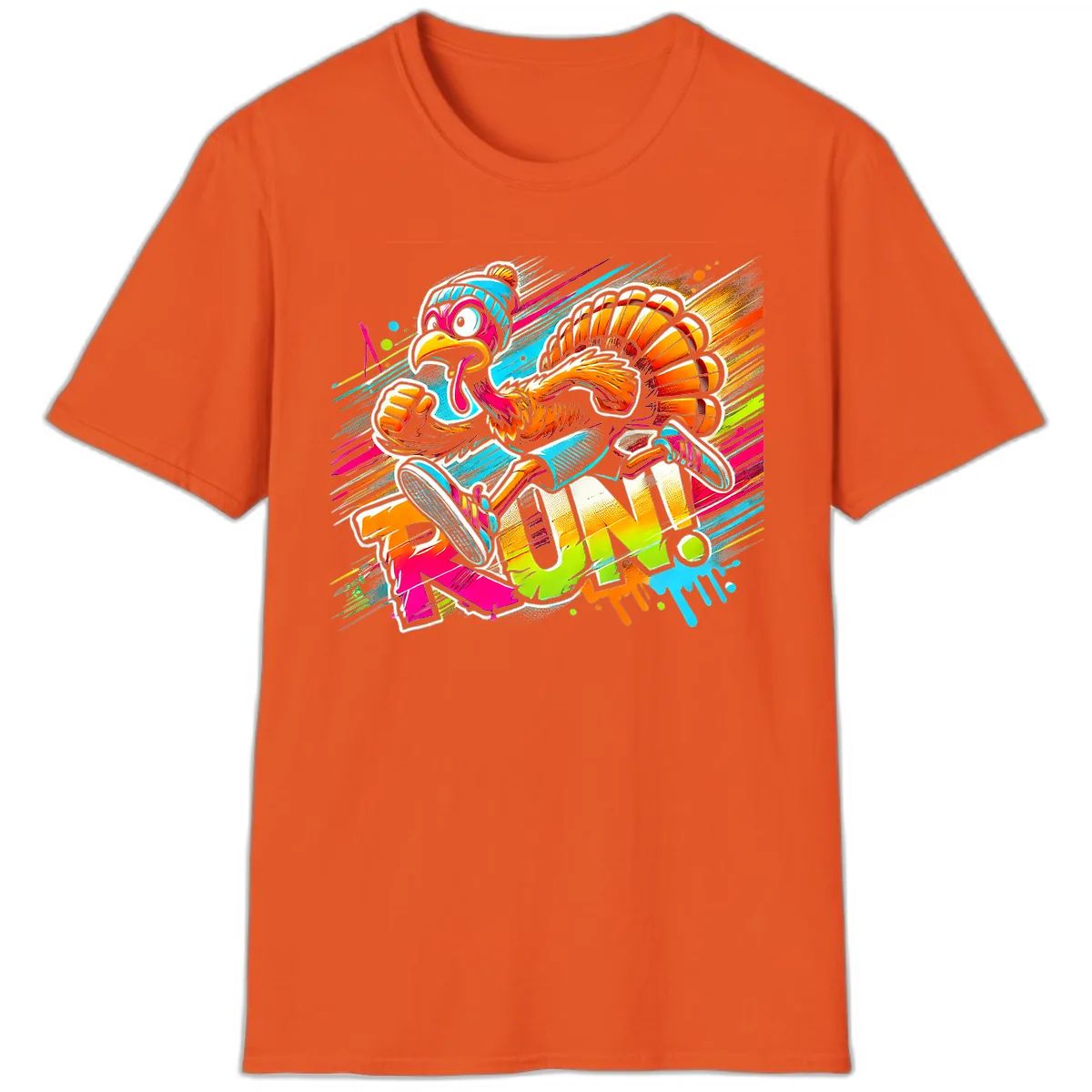 Turkey Trot Running Art T-Shirt in Orange