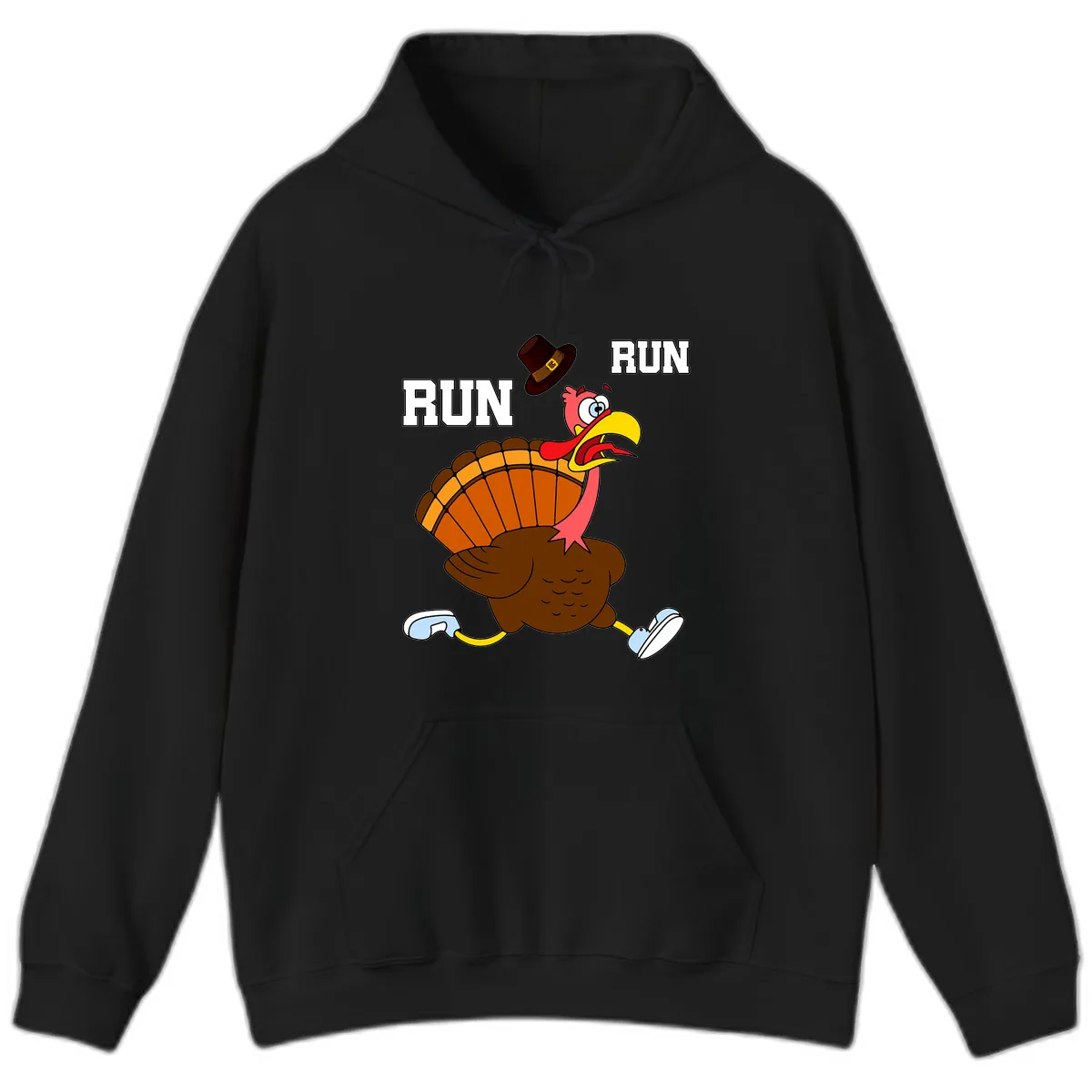 Turkey Trot Running Away From Dinner Hoodie in Black