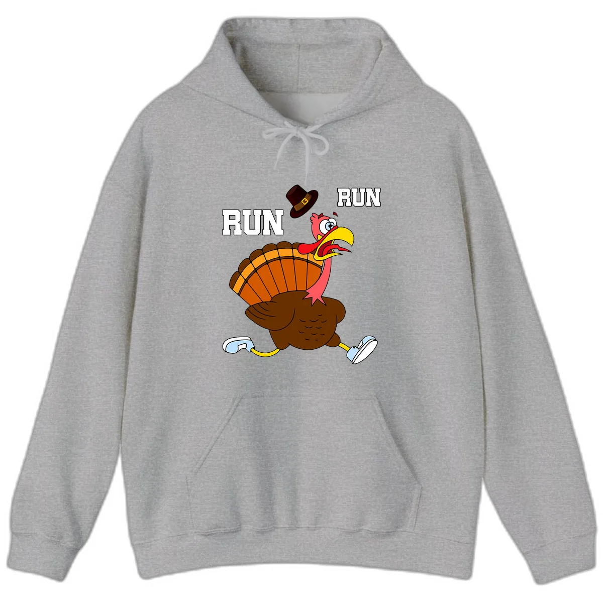 Turkey Trot Running Away From Dinner Hoodie in Sport Grey