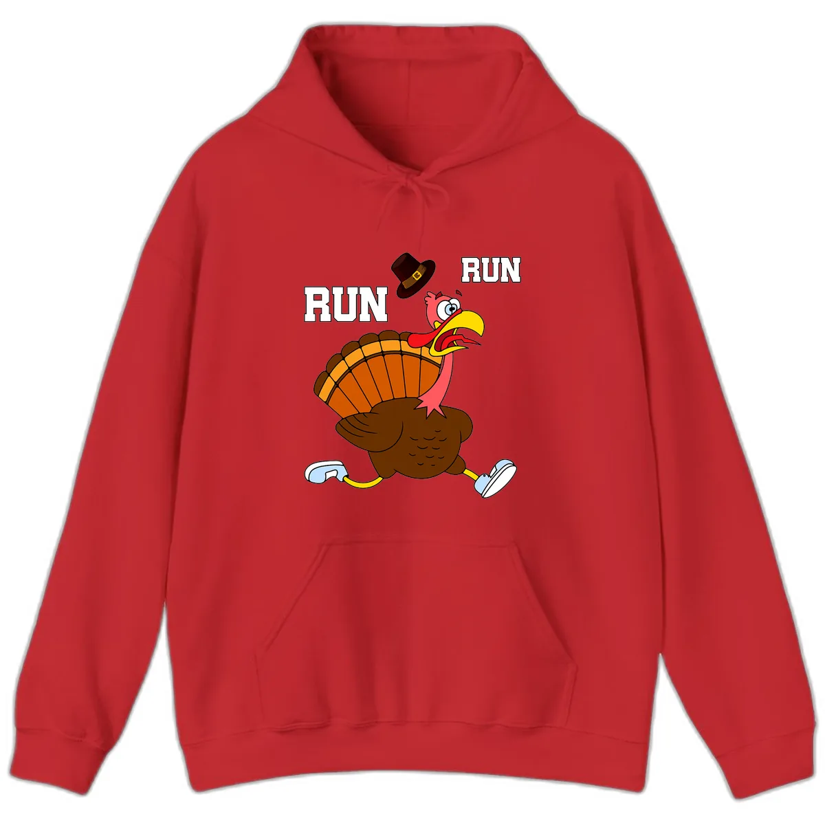 Turkey Trot Running Away From Dinner Hoodie in Red