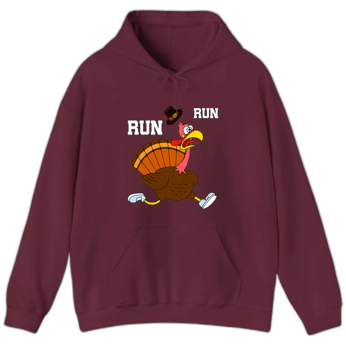 Turkey Trot Running Away From Dinner Hoodie in Maroon