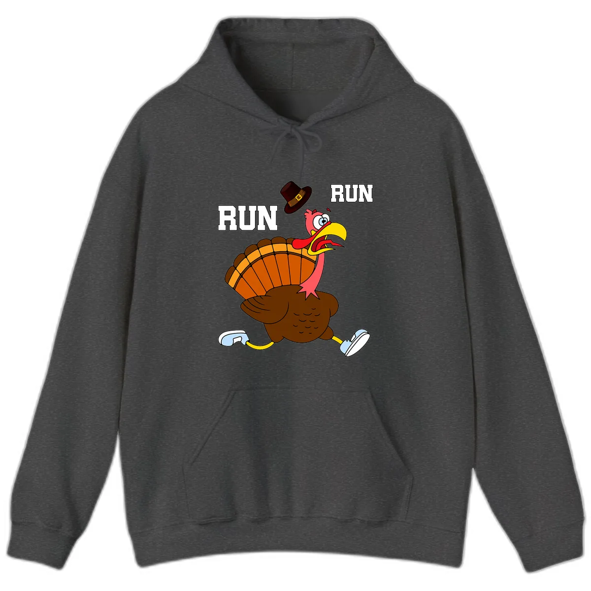 Turkey Trot Running Away From Dinner Hoodie in Dark Heather