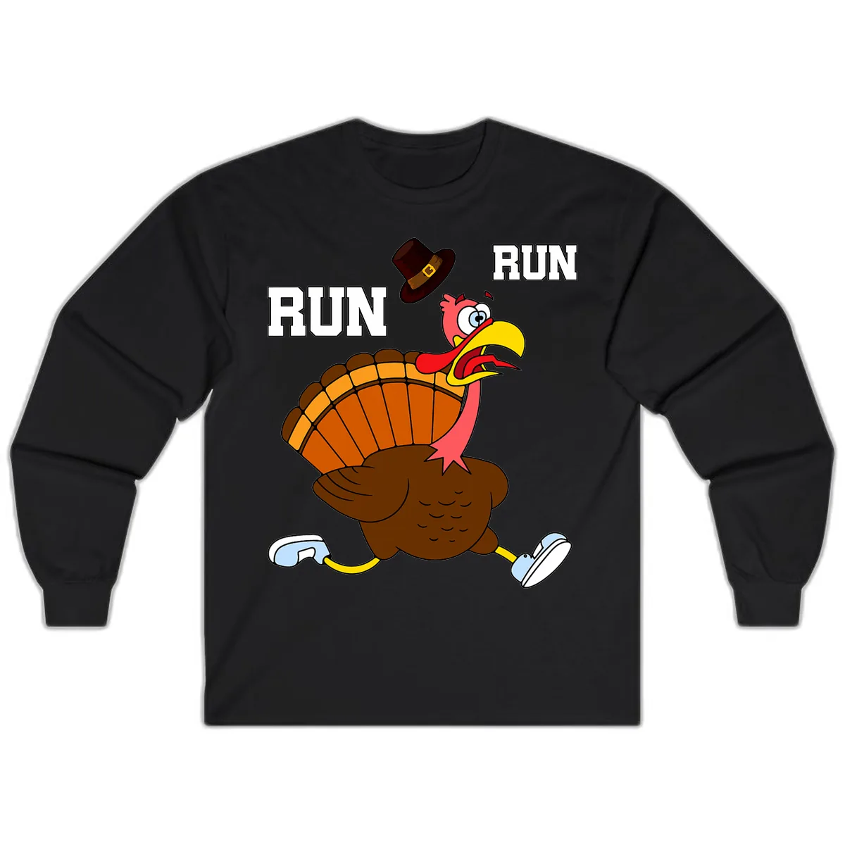 Turkey Trot Running Away From Dinner Long Sleeve in Black