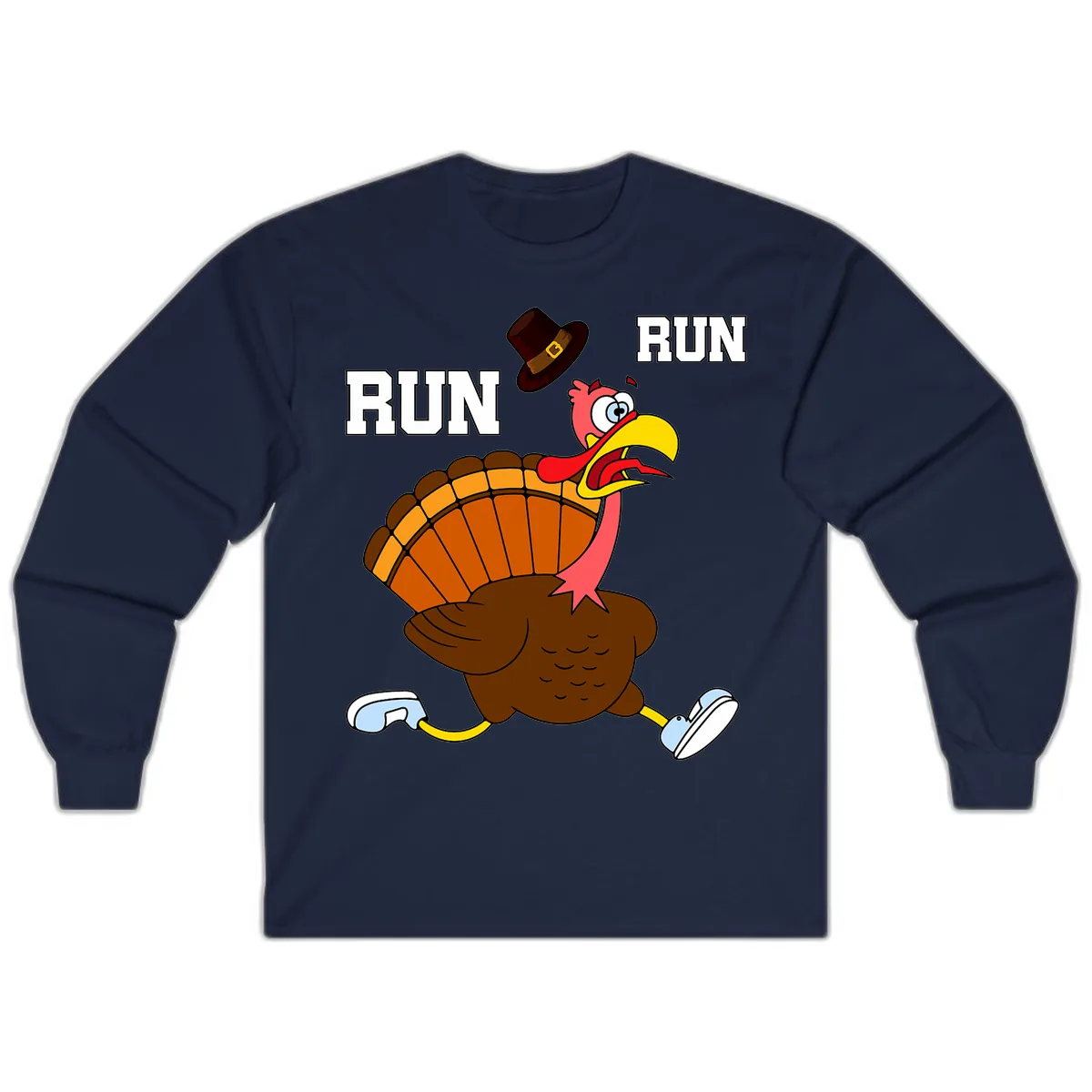 Turkey Trot Running Away From Dinner Long Sleeve in Navy