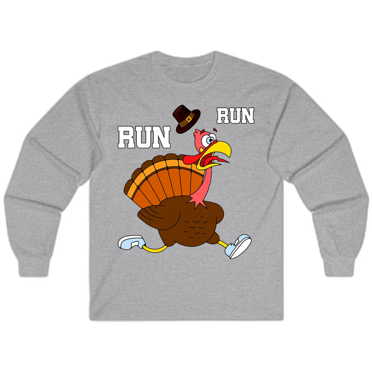 Turkey Trot Running Away From Dinner Long Sleeve in Sport Grey