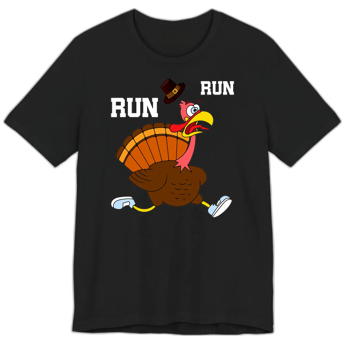 Turkey Trot Running Away From Dinner Premium T-Shirt in Black