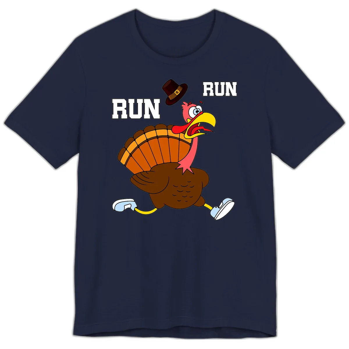 Turkey Trot Running Away From Dinner Premium T-Shirt in Navy