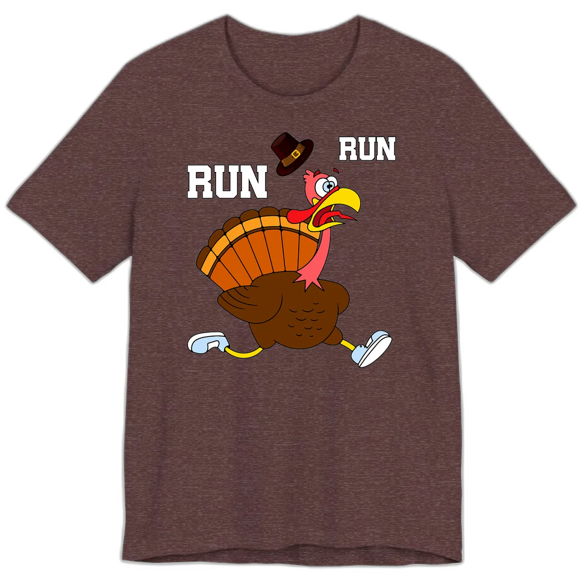 Turkey Trot Running Away From Dinner Premium T-Shirt in Heather Maroon