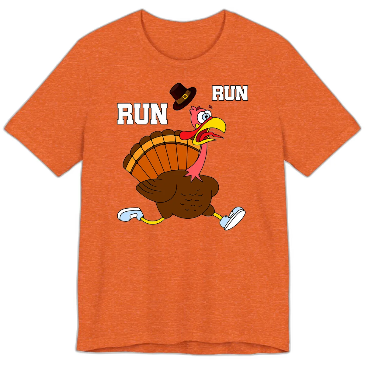 Turkey Trot Running Away From Dinner Premium T-Shirt in Heather Orange
