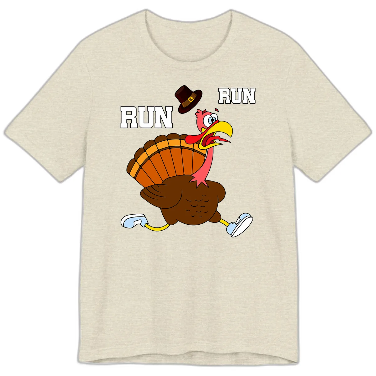 Turkey Trot Running Away From Dinner Premium T-Shirt in Heather Prism Natural