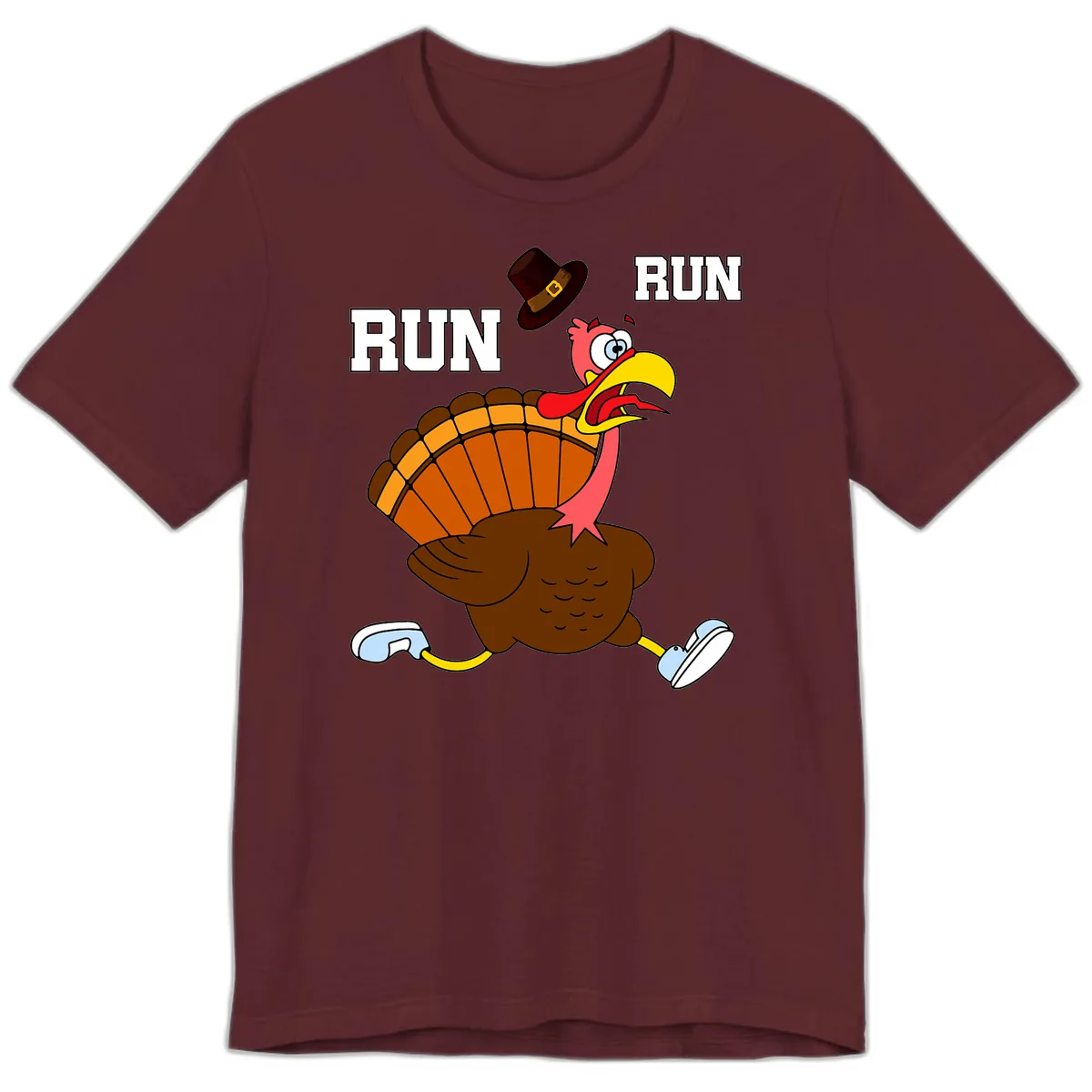 Turkey Trot Running Away From Dinner Premium T-Shirt in Maroon