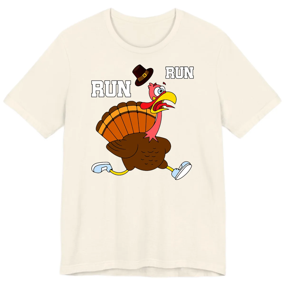 Turkey Trot Running Away From Dinner Premium T-Shirt in Natural