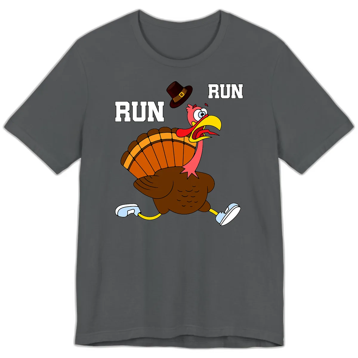 Turkey Trot Running Away From Dinner Premium T-Shirt in Asphalt