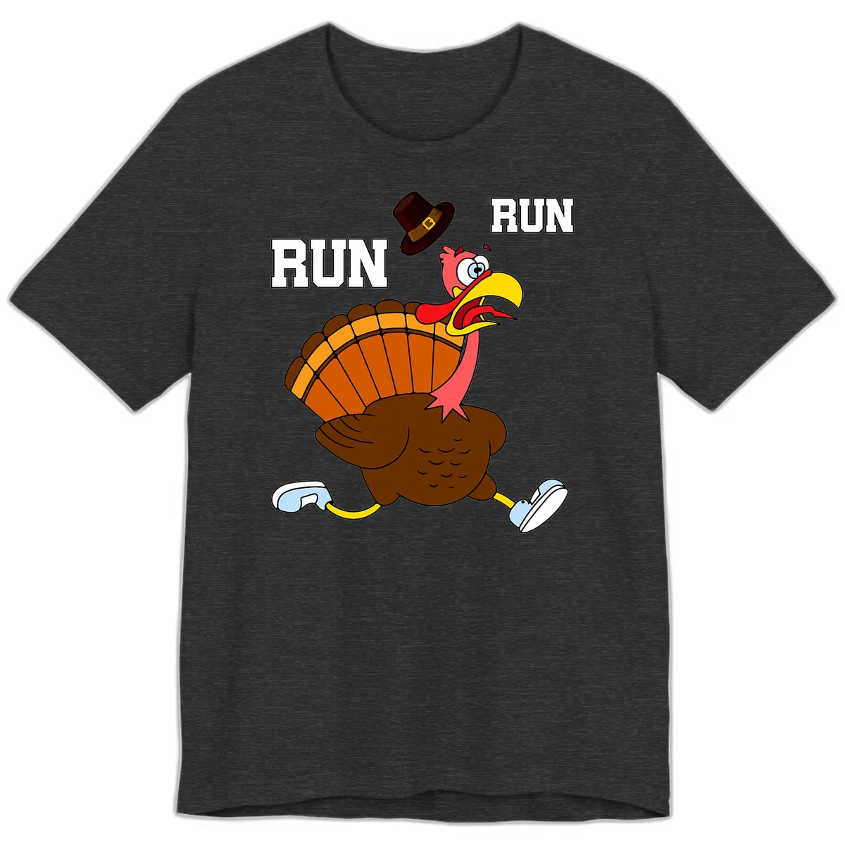 Turkey Trot Running Away From Dinner Premium T-Shirt in Dark Grey Heather