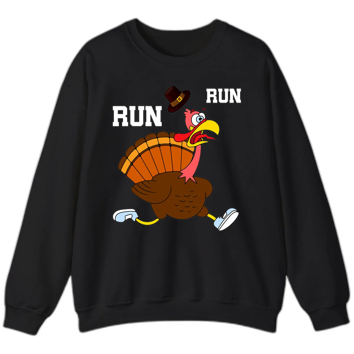 Turkey Trot Running Away From Dinner Sweatshirt in Black