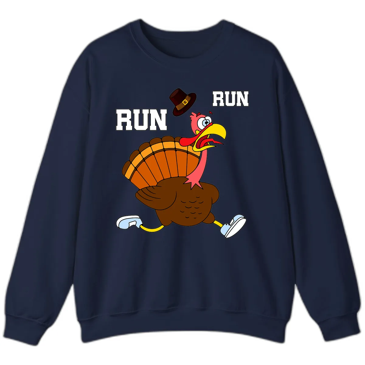 Turkey Trot Running Away From Dinner Sweatshirt in Navy