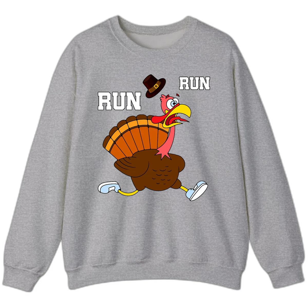 Turkey Trot Running Away From Dinner Sweatshirt in Sport Grey