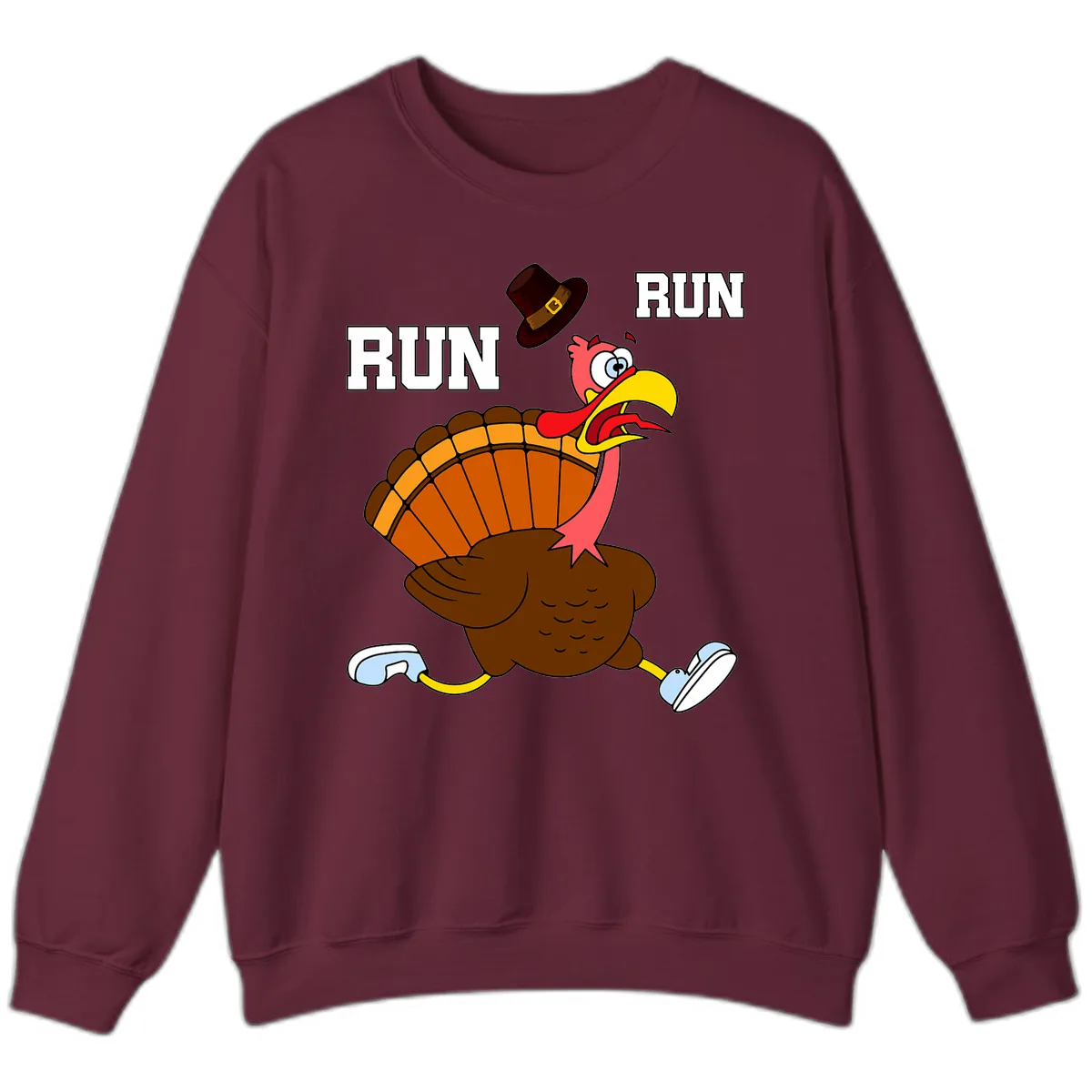 Turkey Trot Running Away From Dinner Sweatshirt in Maroon
