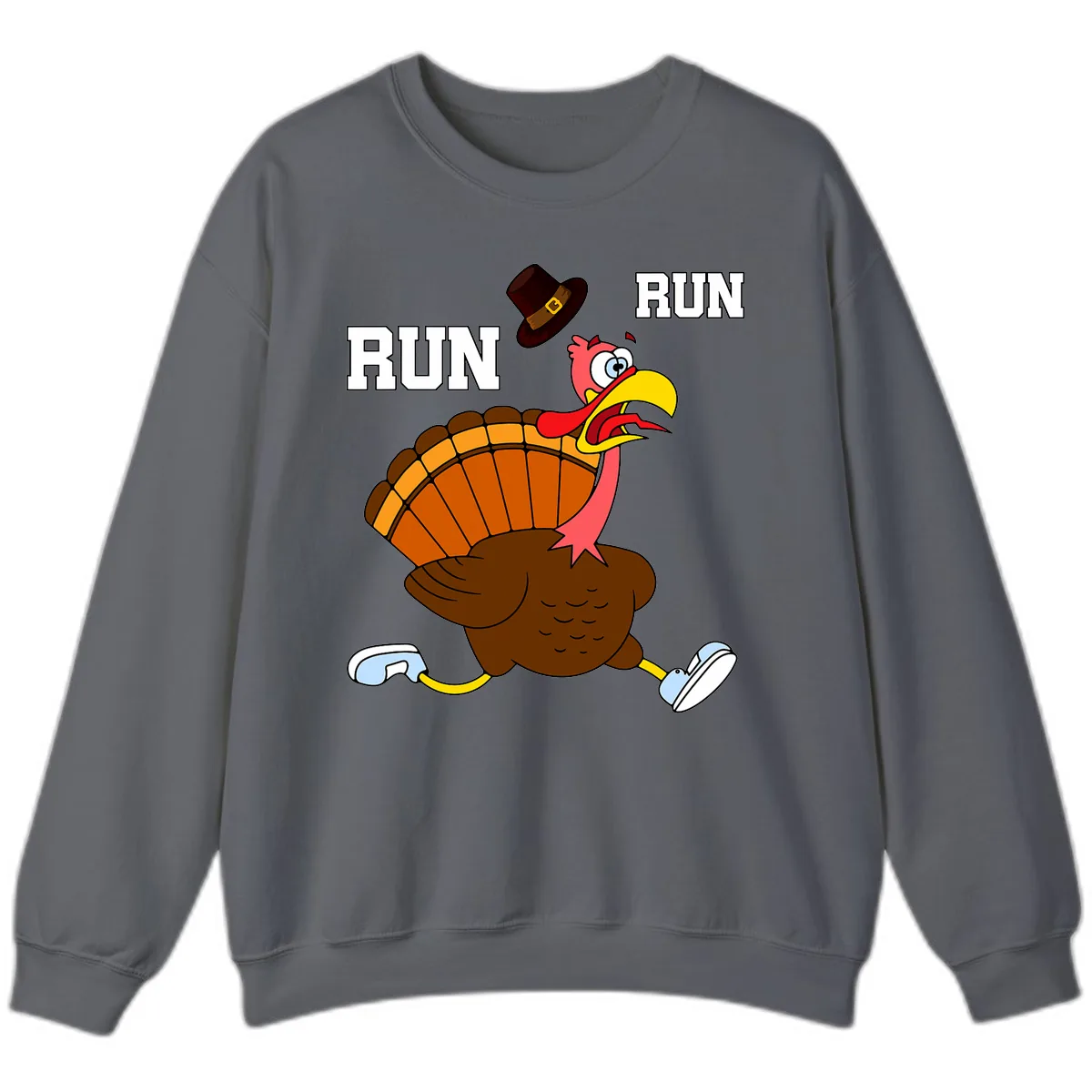 Turkey Trot Running Away From Dinner Sweatshirt in Charcoal