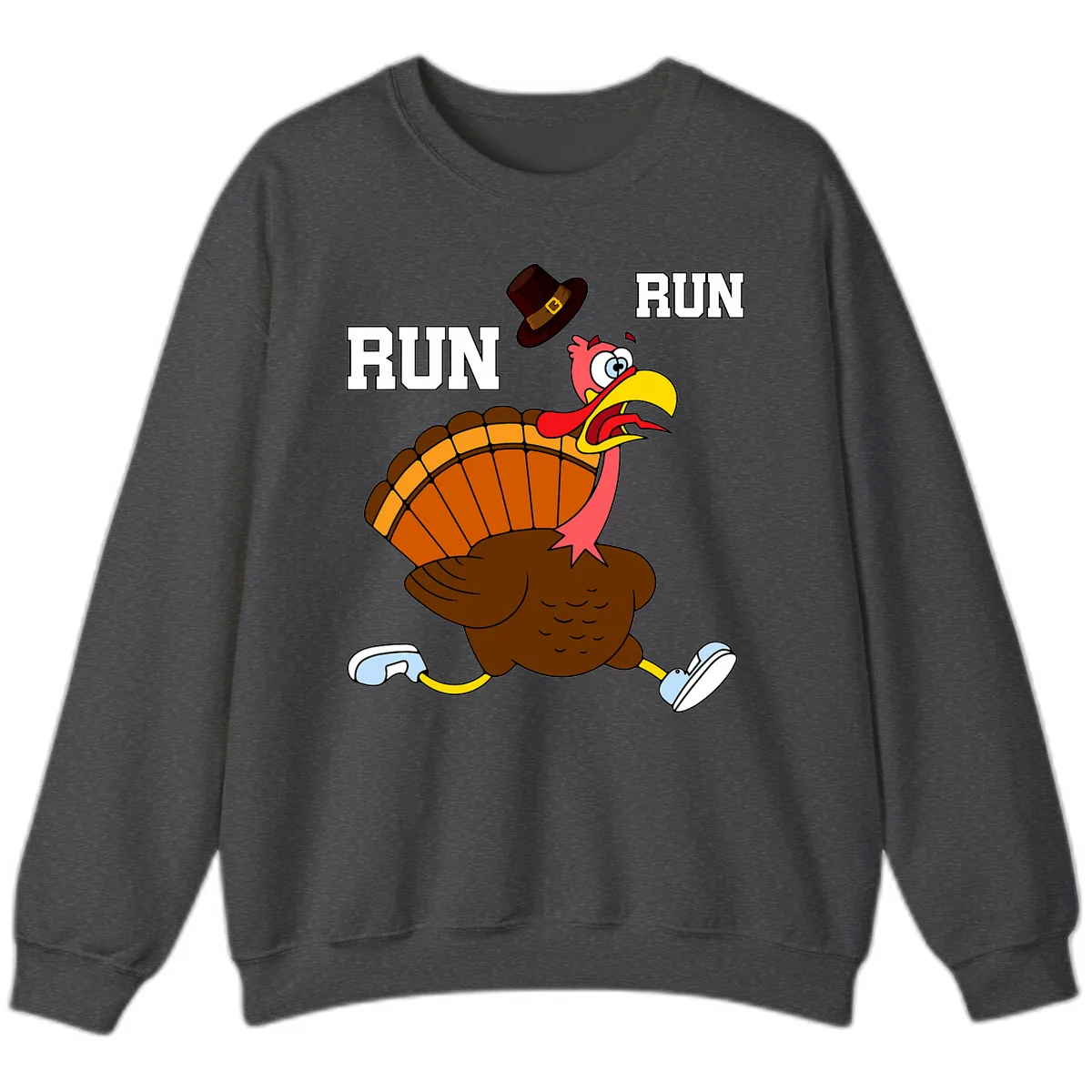 Turkey Trot Running Away From Dinner Sweatshirt in Dark Heather