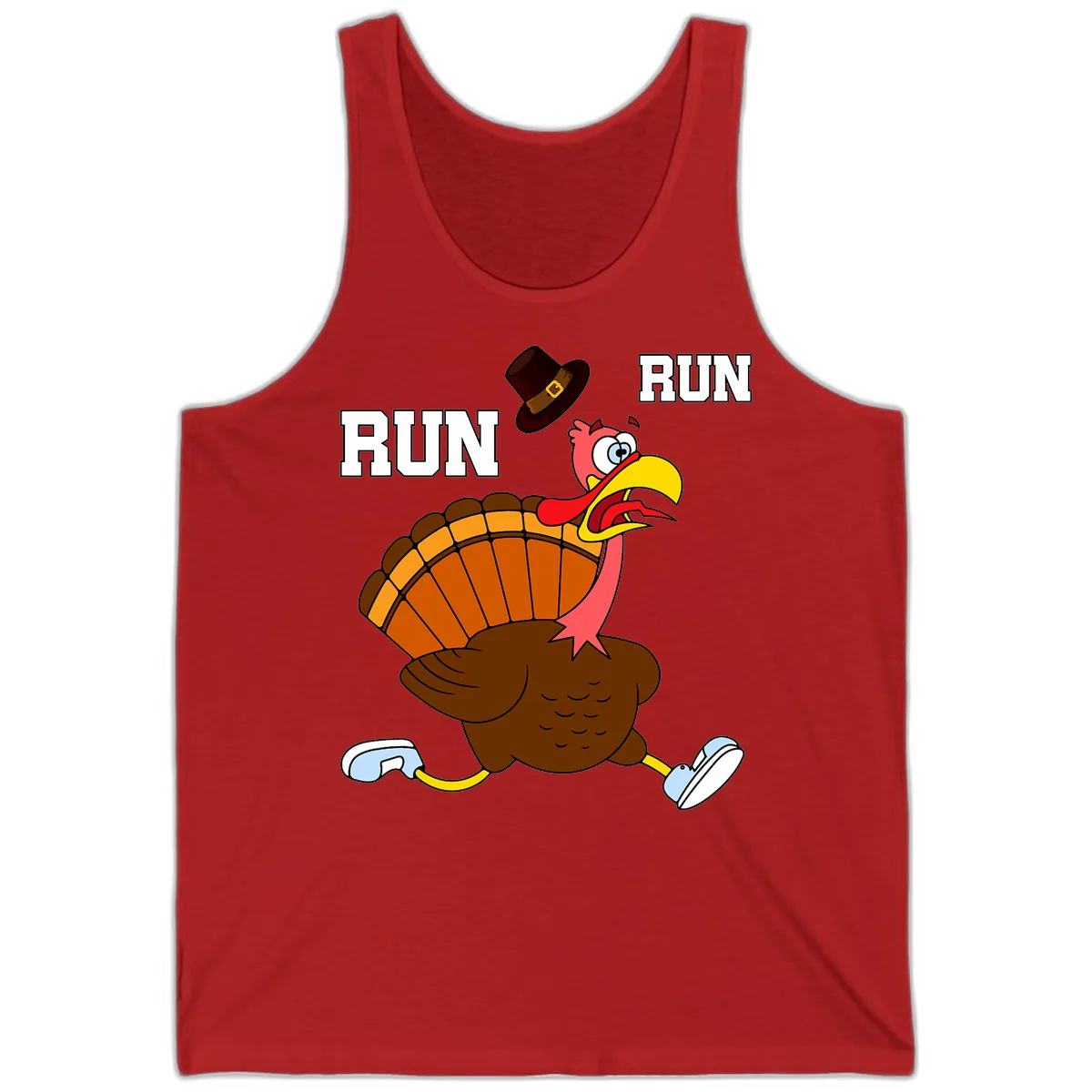 Turkey Trot Running Away From Dinner Tank in Red