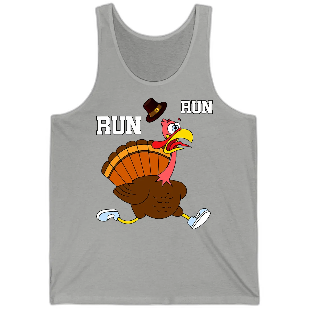 Turkey Trot Running Away From Dinner Tank in Athletic Heather